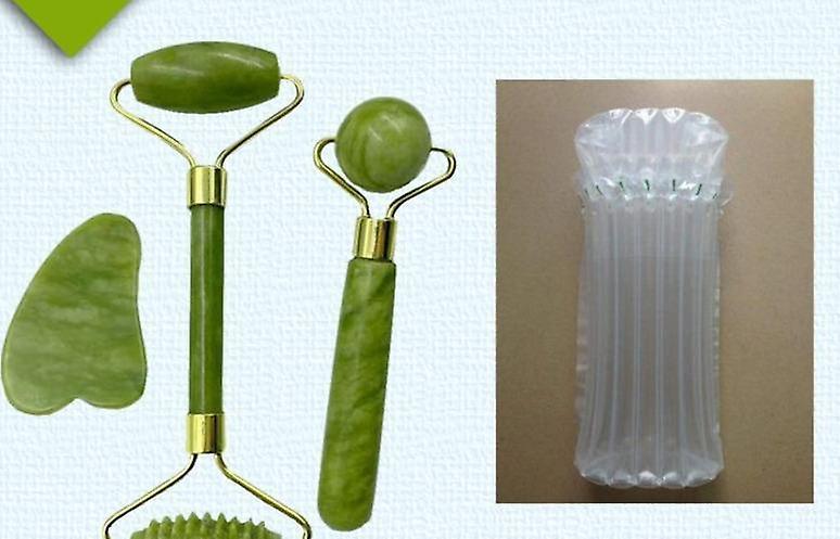 Slowmoose Jade Stone Roller Massager- Facial Skin Care Tools 3 pcs set in bag