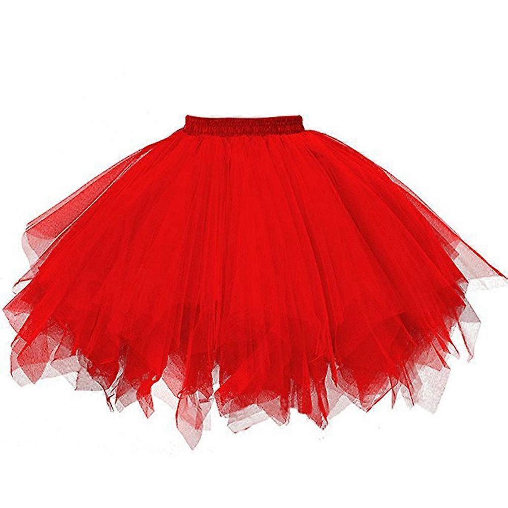 Flye Skirt Clearance Womens High Quality Pleated Gauze Short Skirt Adult Tutu Dancing Skirt Red One Size