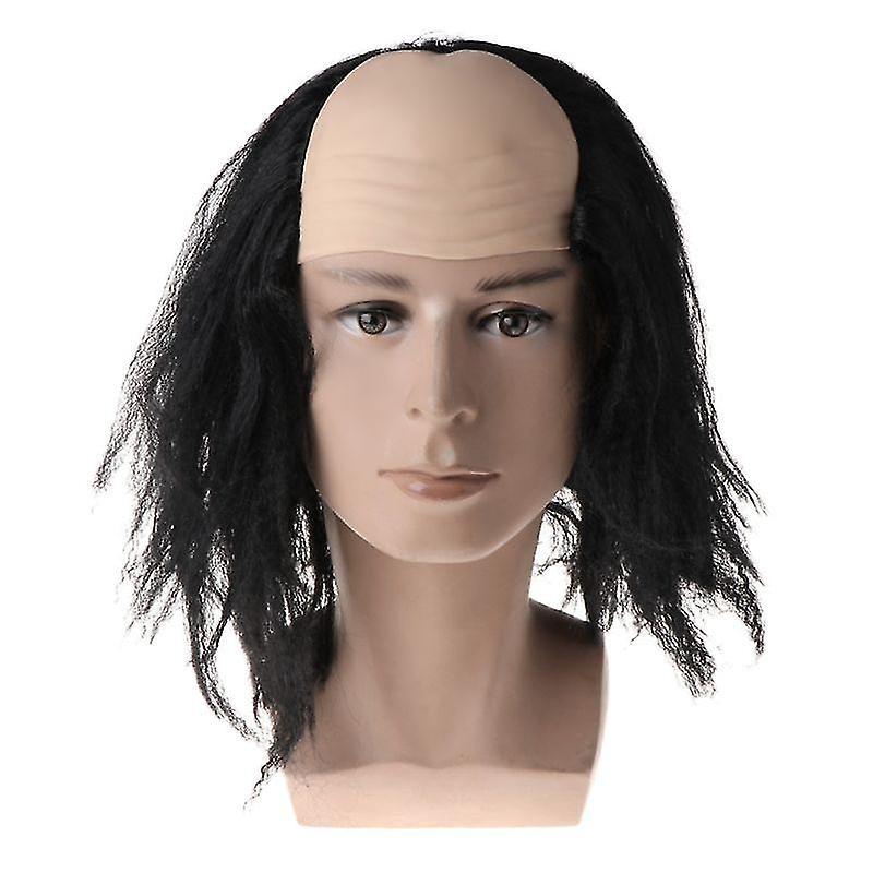 Mimigo Halloween Wigs Bald Hair Masquerade Costume Party Funny Cosplay Prop Black/white