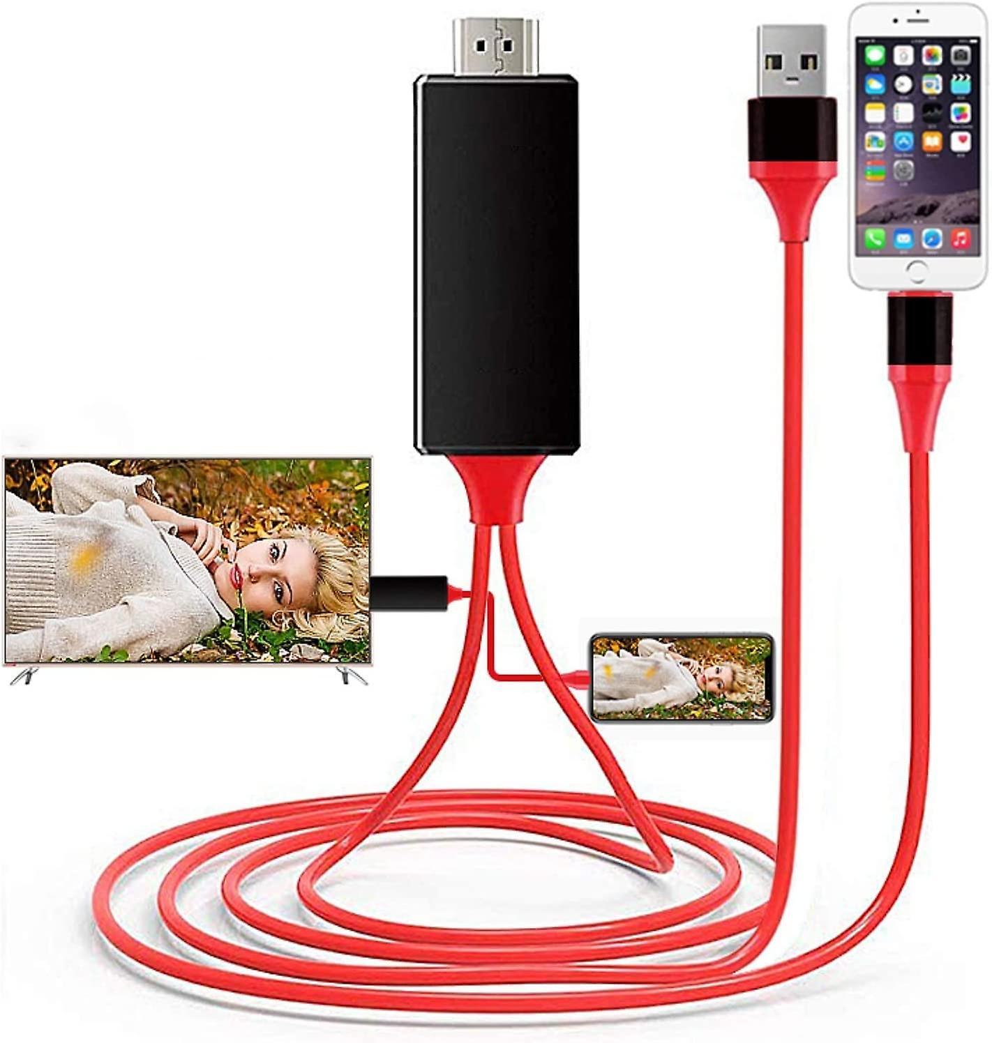 Sxbd [apple Mfi Certified] Lightning To Hdmi Cable Adapter - 1080p Digital Sync Screen Red