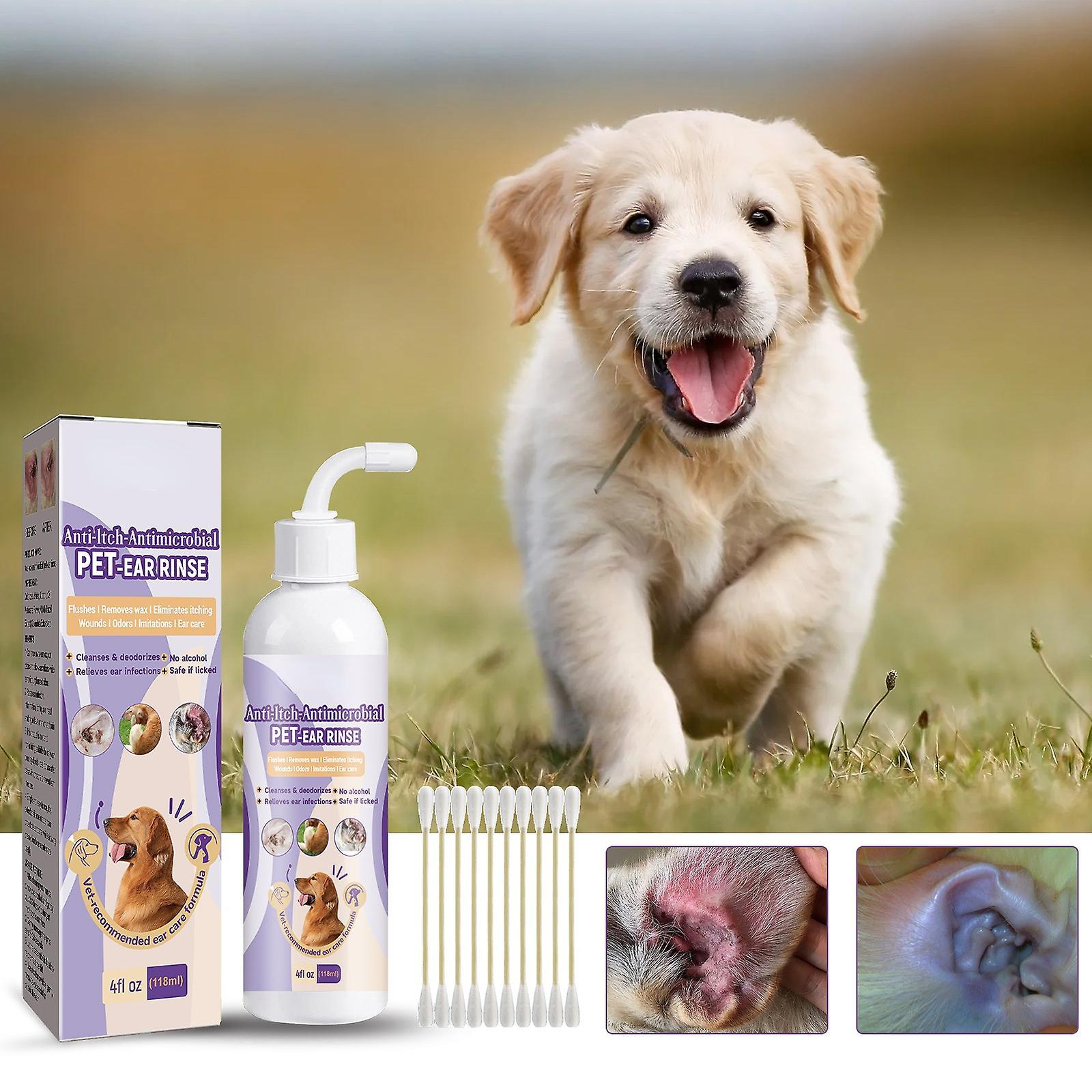 Frusde Dog Ear Cleaner, Ear Infection Treatment For Dogs Cats, Eliminates Ear Odour Reduces Pet's Head Shaking Pet Ear Rinse 1pcs