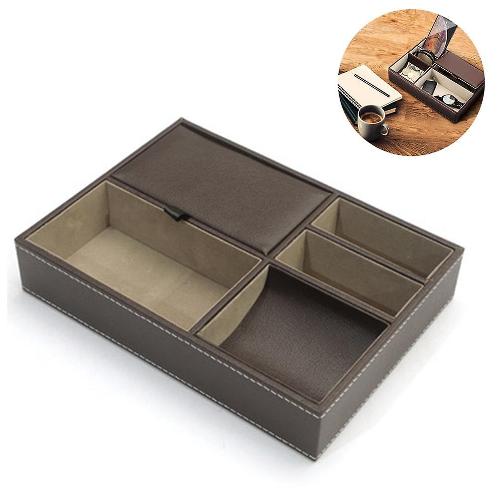 unbrand Leather Desktop Storage Organizer, Multi Catchall Tray, Valet Tray, Nightstand Or Dresser Organizer