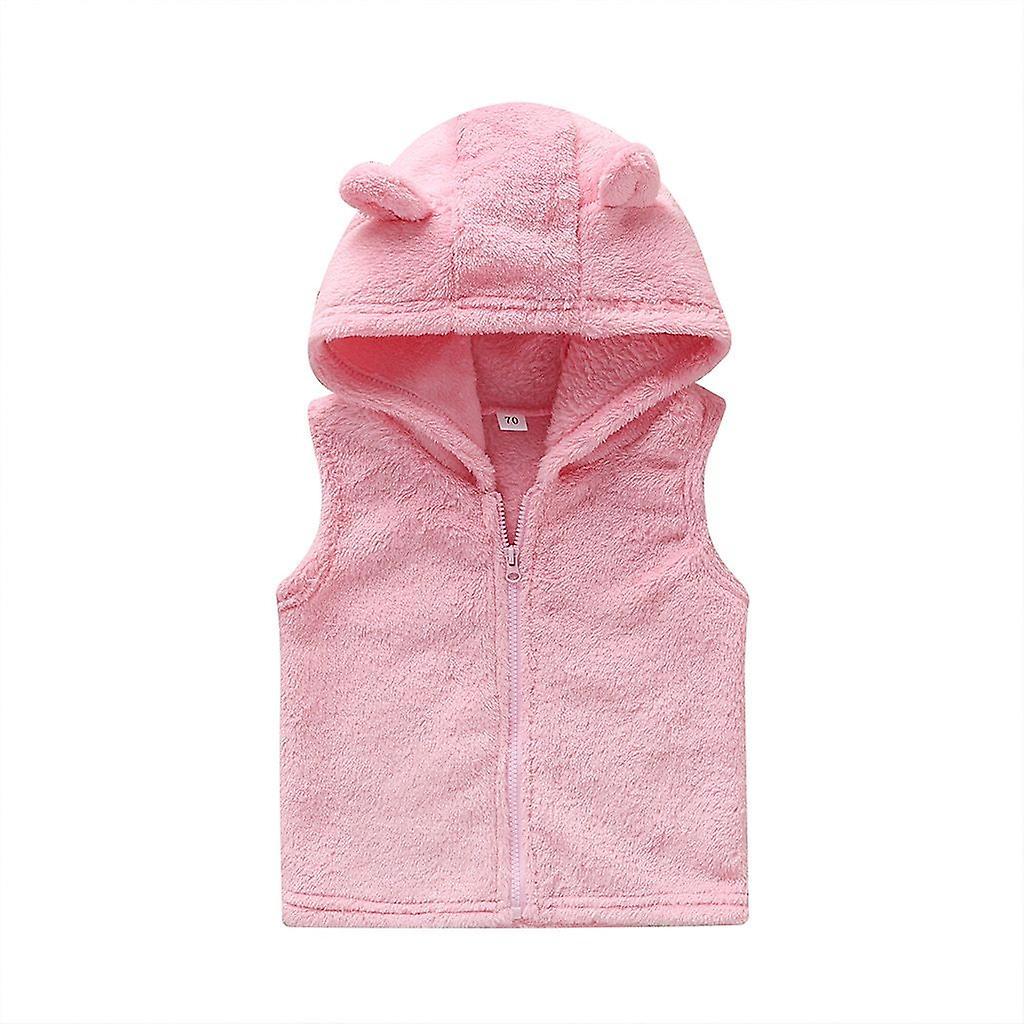 Slowmoose Ears Hooded Zipper Warm Vest For Babies Pink 18-24M