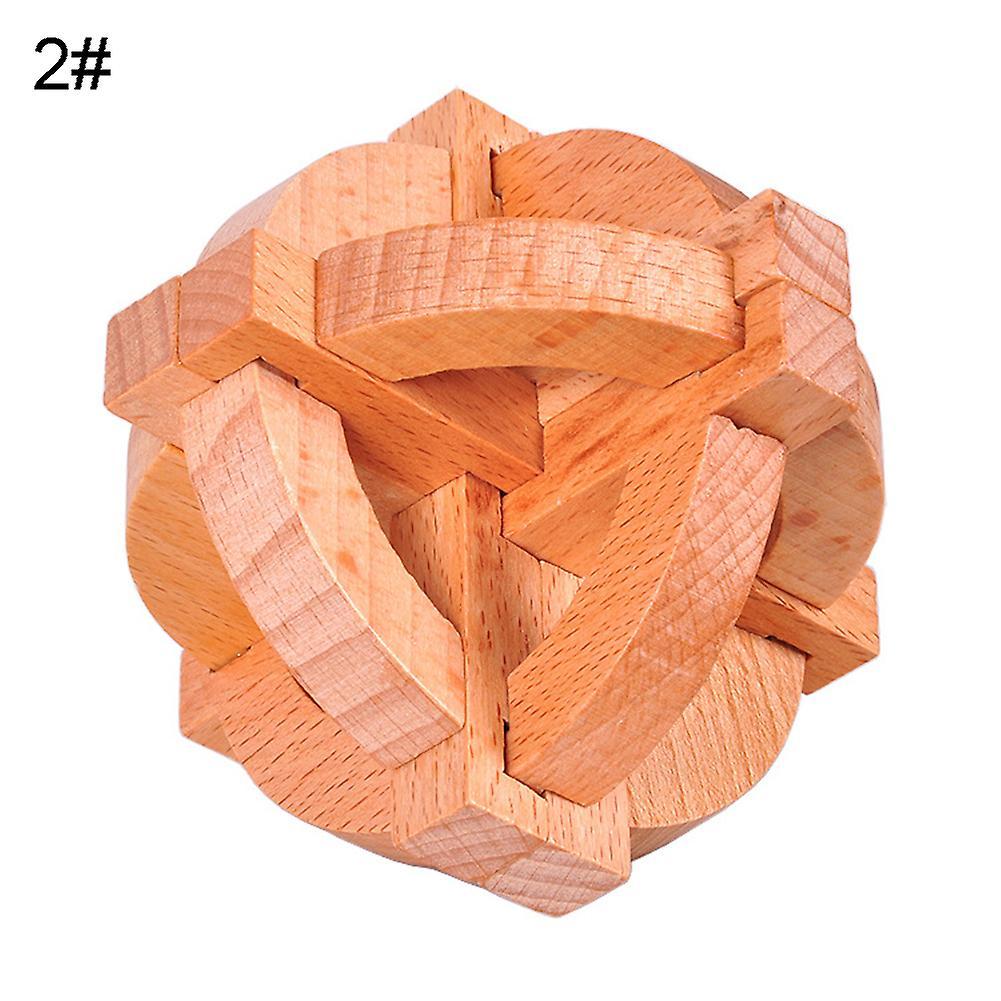 Remorui Classic Wooden Puzzle Cube Ball Kongming Luban Lock Brain Teaser Adults Toy Kongming Ball