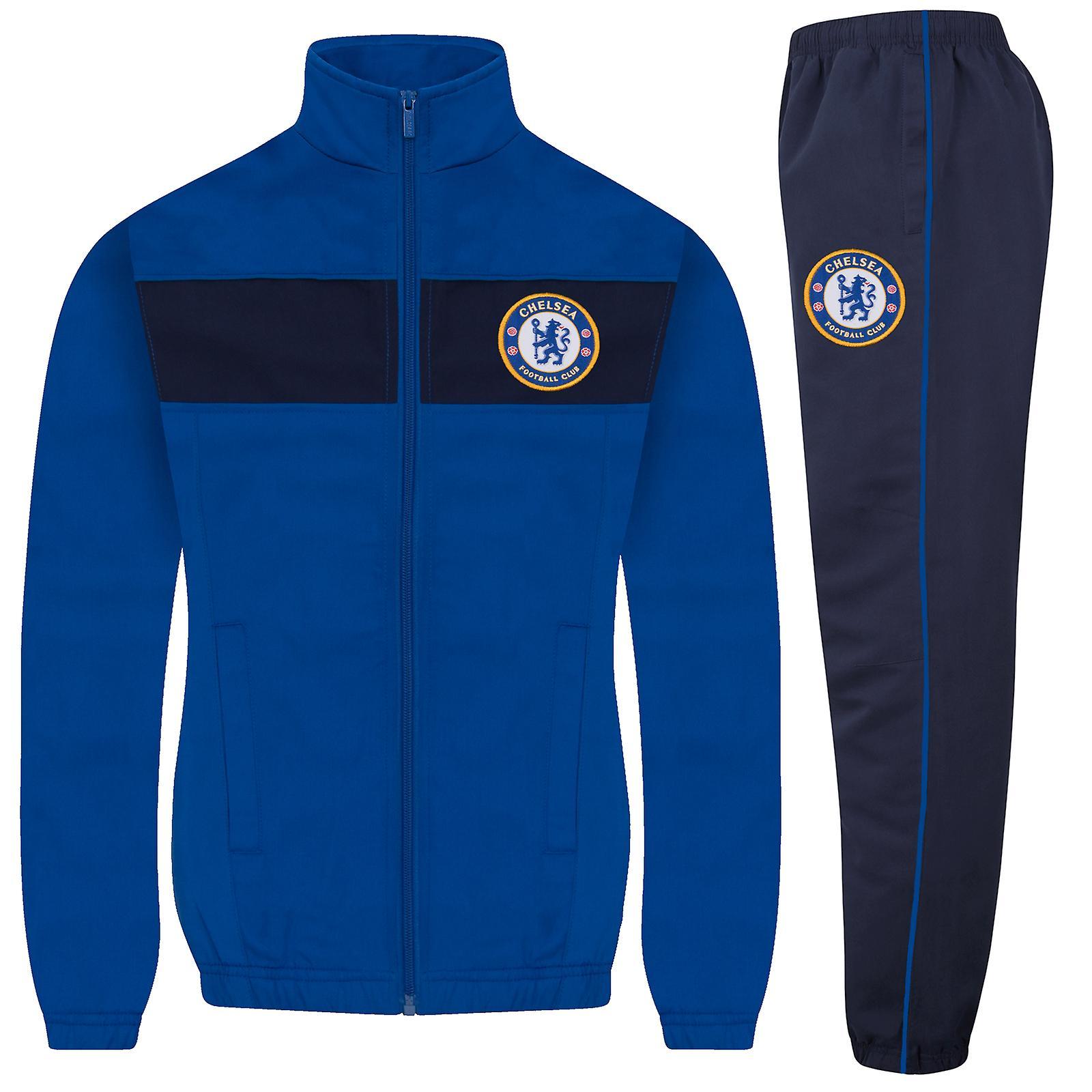 Chelsea FC Boys Tracksuit Jacket & Pants Set Kids OFFICIAL Football Gift Royal Blue 6-7 Years