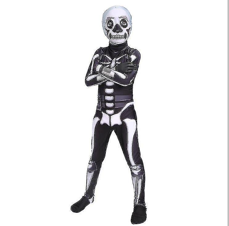 Cryin Kids Boys Halloween Skeleton Cosplay Fortnite Game Cosplay Costume 140