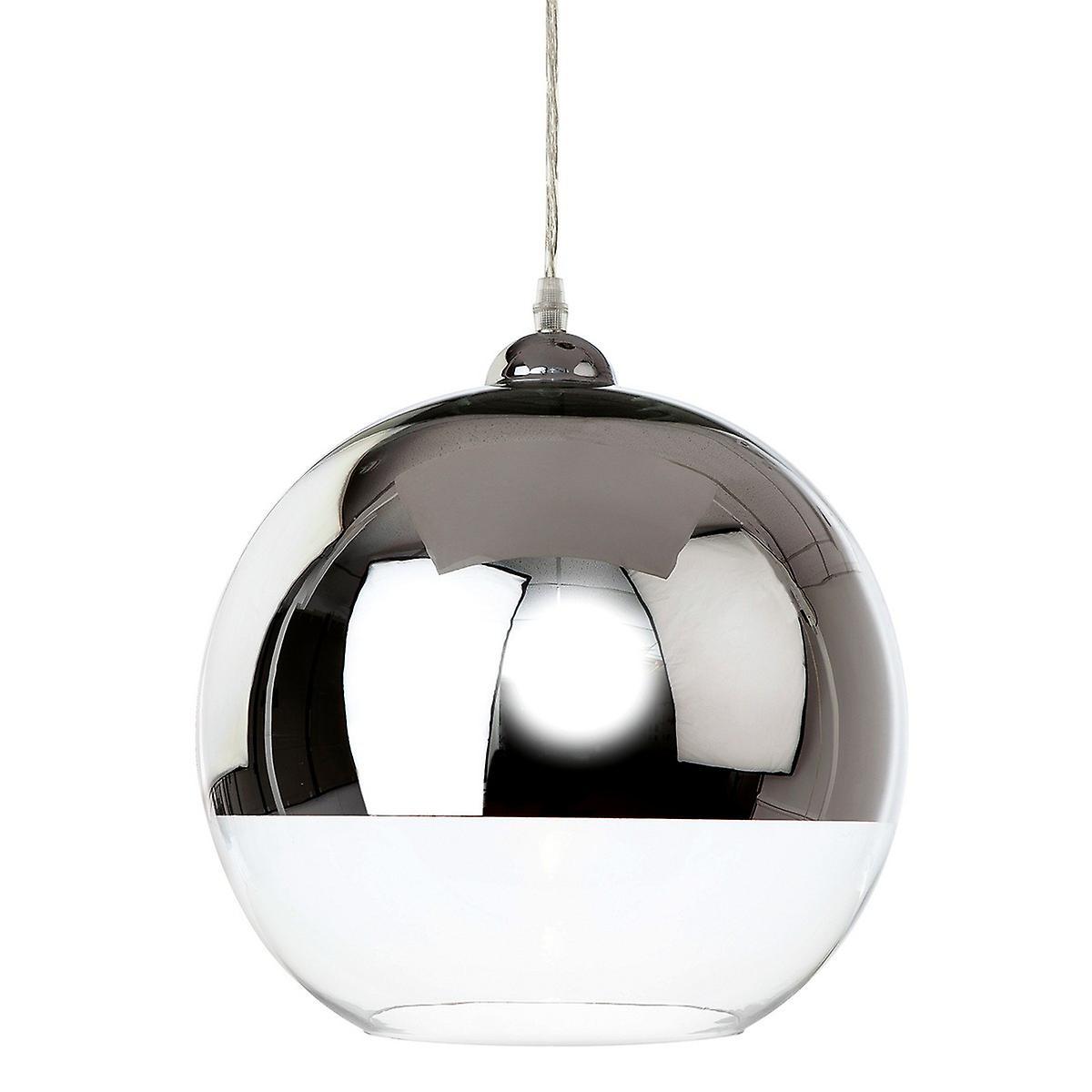 Club 1 Light Globe Ceiling Pendant Chrome And Clear Glass E27