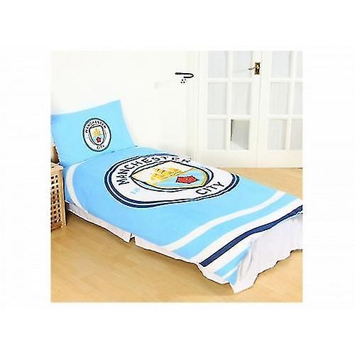 Manchester City FC Official Single Duvet & Pillowcase Set Blue/White One Size