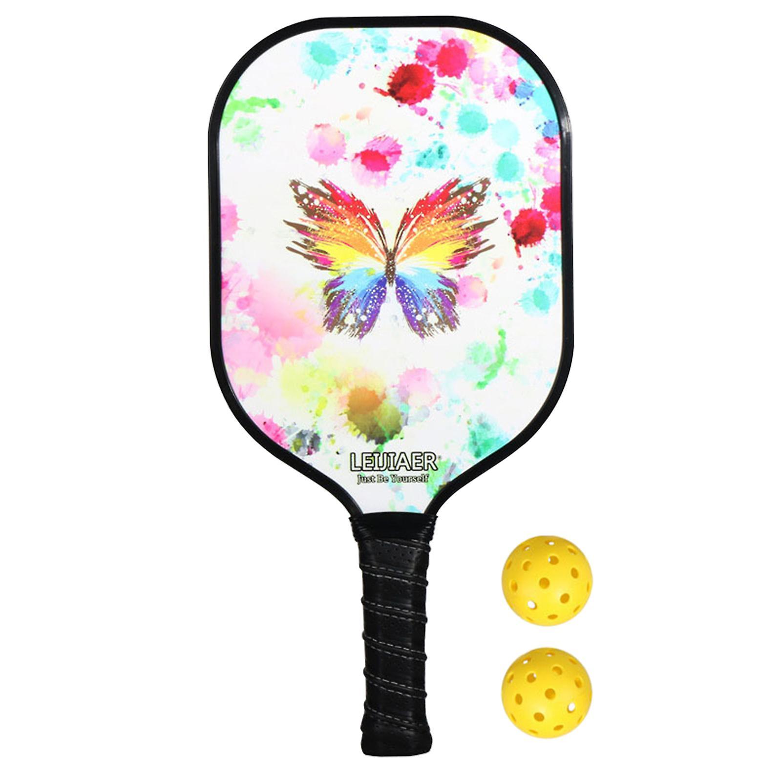 Leijiaer Ultralight Pickleball Paddle And Ball Set Carbon Fiber Surface Pickle Ball Racket 1 Paddles With 2 Balls Color D