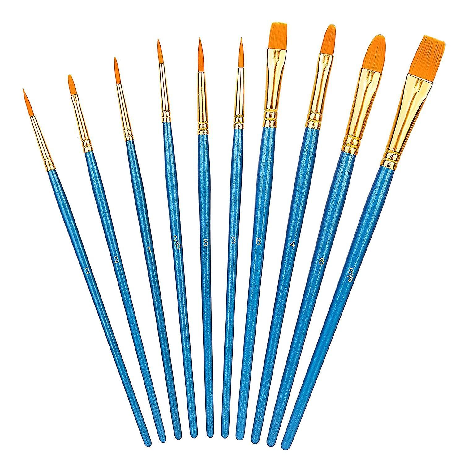 KXJ-Amazon Basics Paint Brush Set, Nylon Paint Brushes for Acrylic, Oil, Watercolor, 10 Brush Sizes