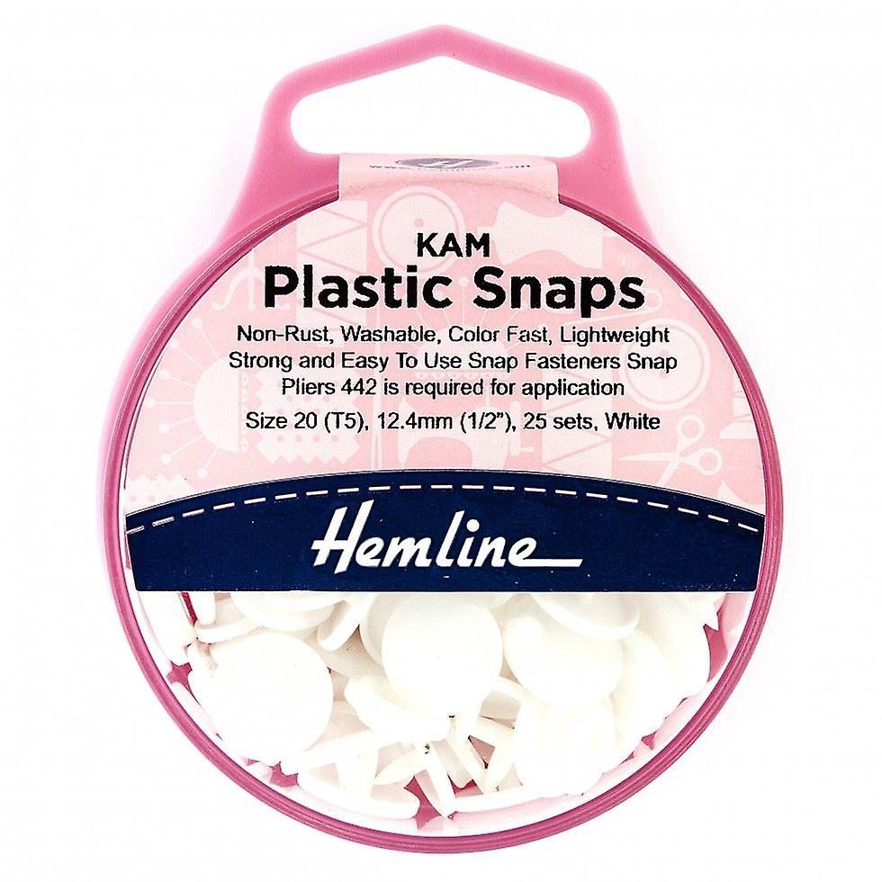 Hemline KAM Plastic Snaps  White - per pack of 25