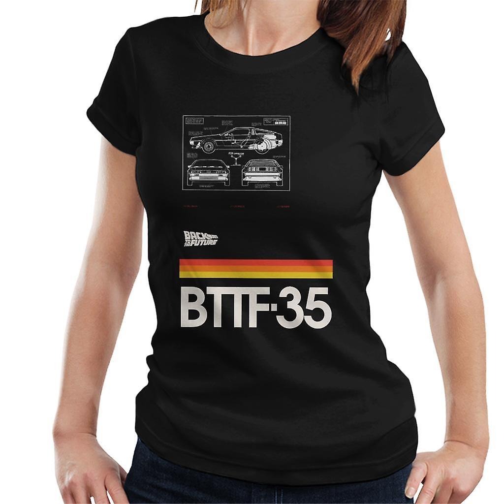 Back to the Future 35th Anniversary Delorean Notes Women's T-Shirt Black X-Large