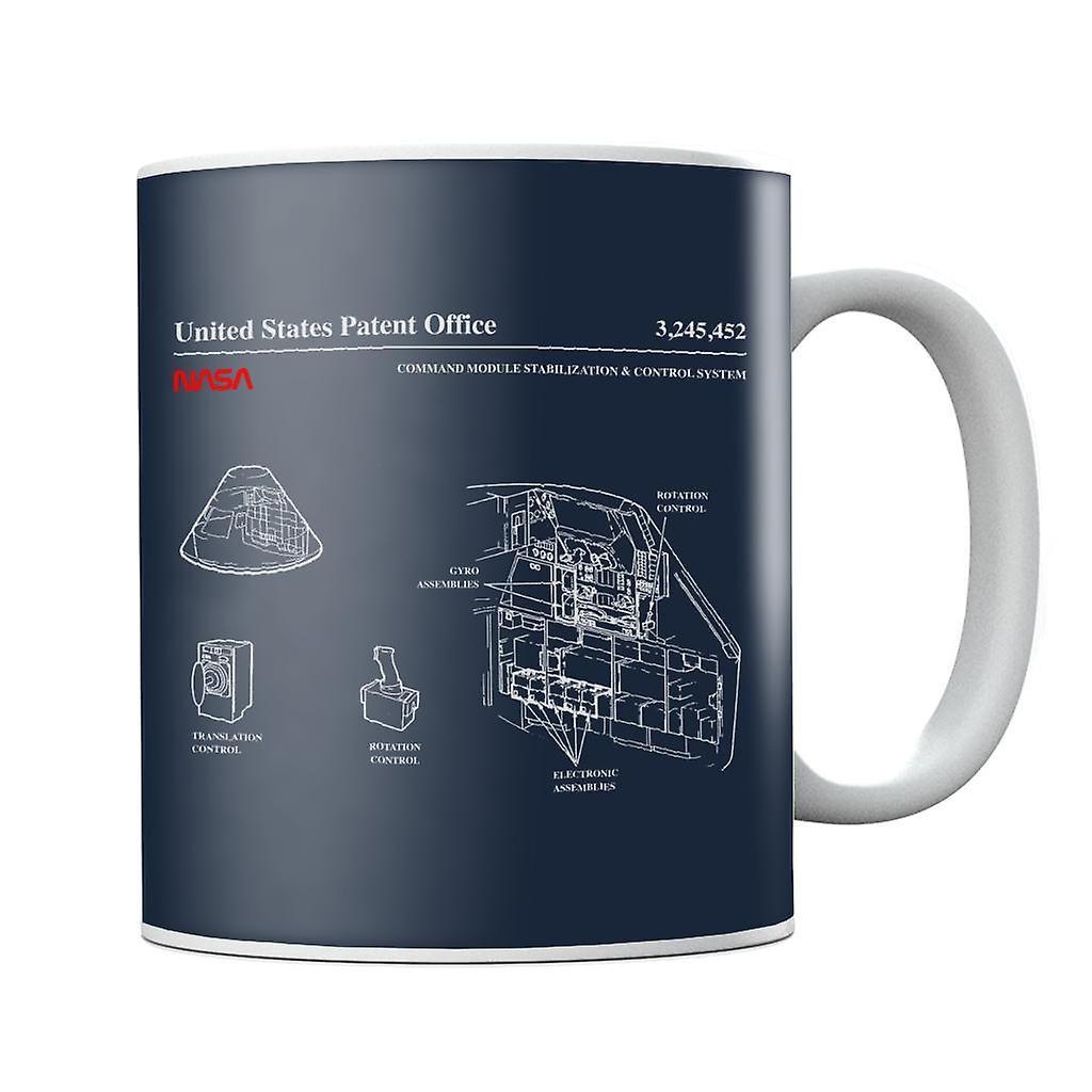 NASA Command Module Control System Blueprint Mug Navy Blue 10oz