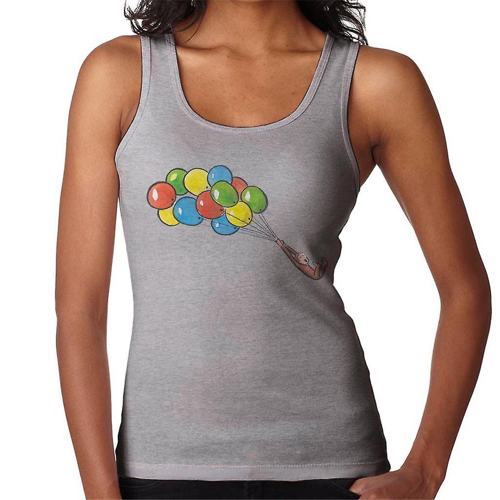 Curious George Balloon Flying Backwards Women's Vest Heather Grey XX-Large