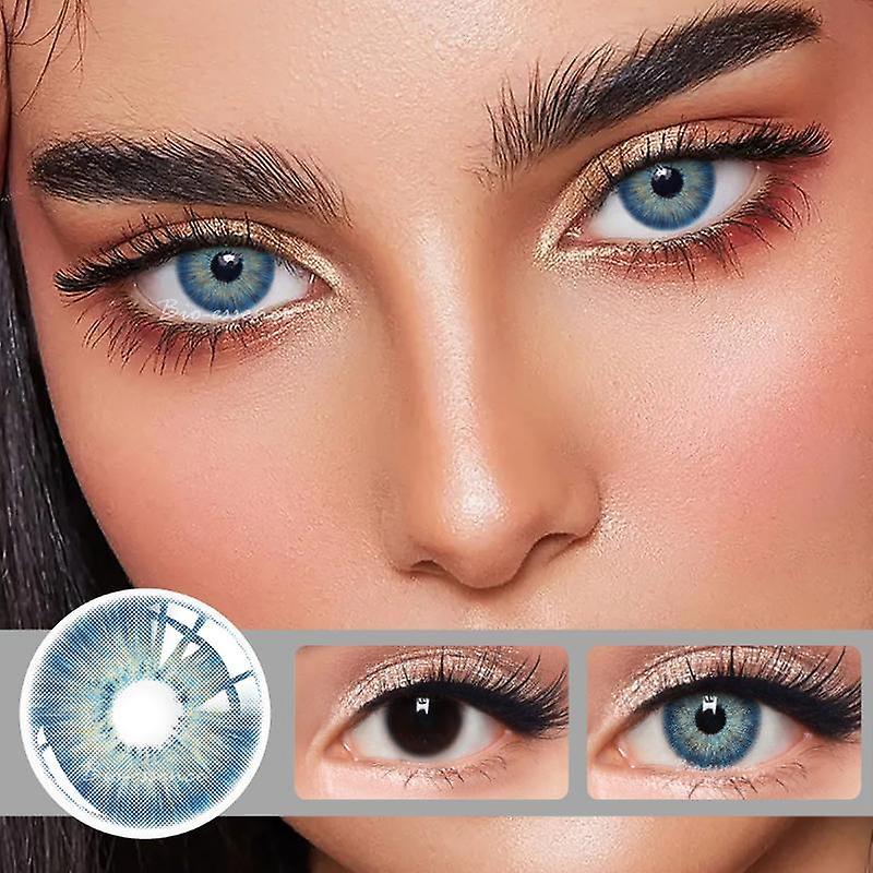 Aionyaaa New Bio-essence 1 Pair Color Contact Lenses For Eyes Natural Brown Lenses Beauty Monet Lense Blue Lenses Gray Eye Contact blue1