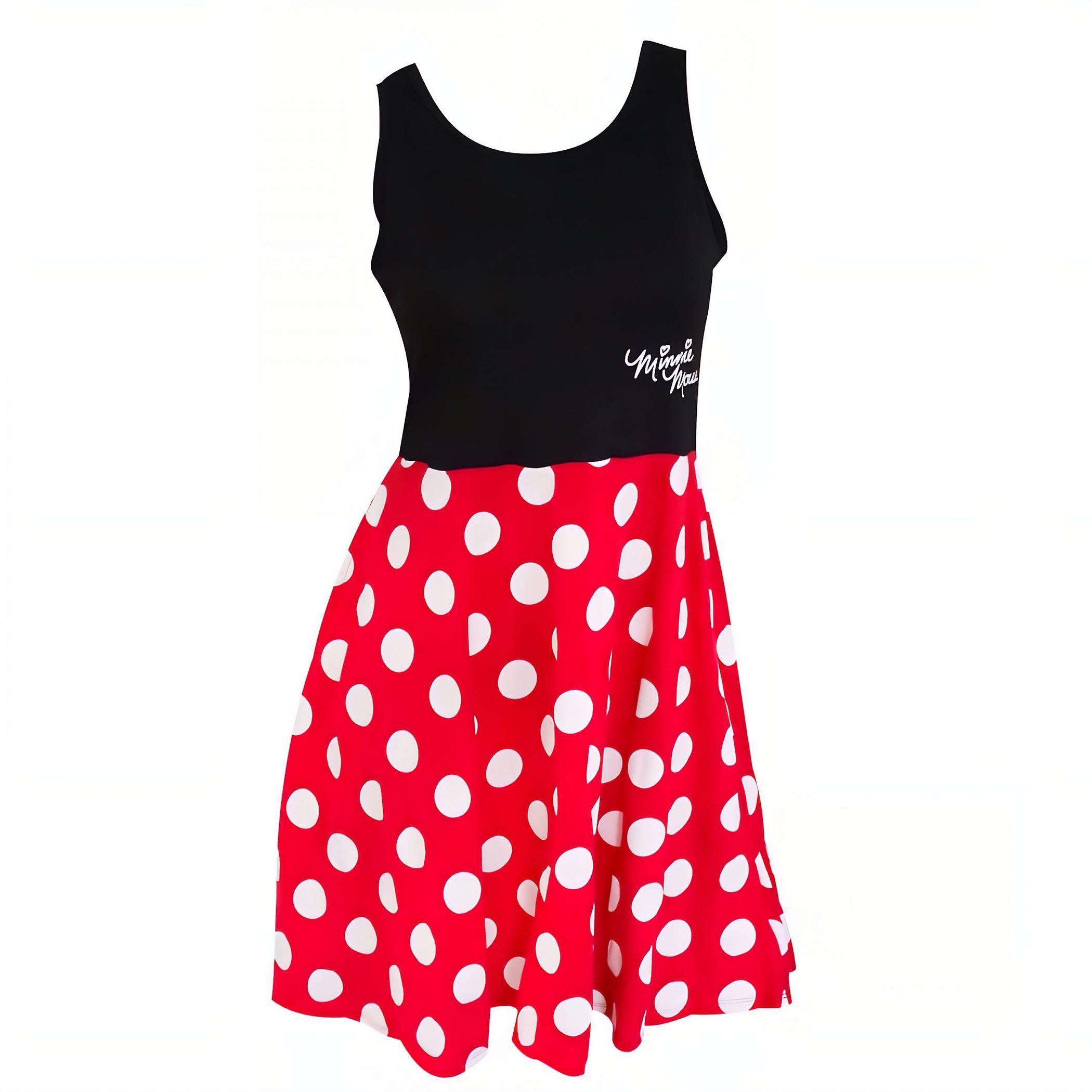 Disney Minnie Mouse Women's Black And Red Polka Dot Dress Medium