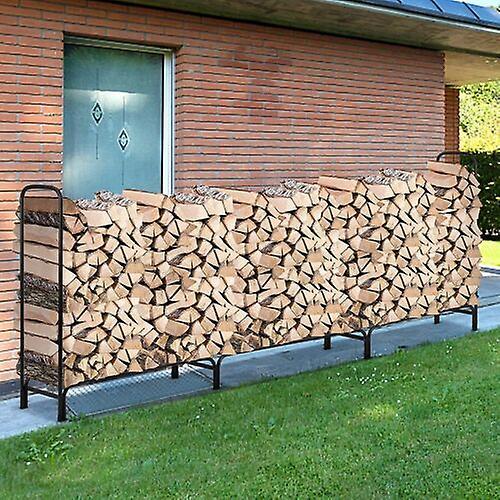 Unho 12ft Long Metal Wood Log Store Outdoor Garden Firewood Stacking Storage Stand