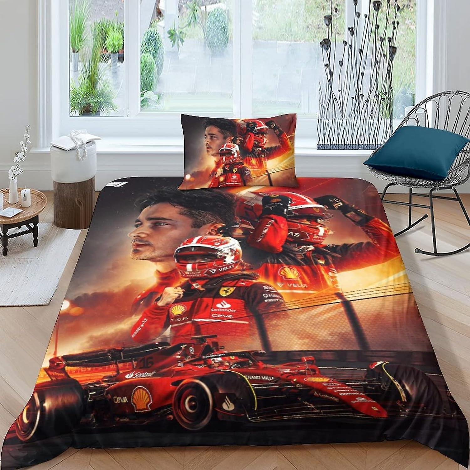 Kerota 3D F1 Racing Duvet Cover with Pillowcases, Microfiber F1 Drivers Bedding Set, for Adults and Children Single Single135x200cm