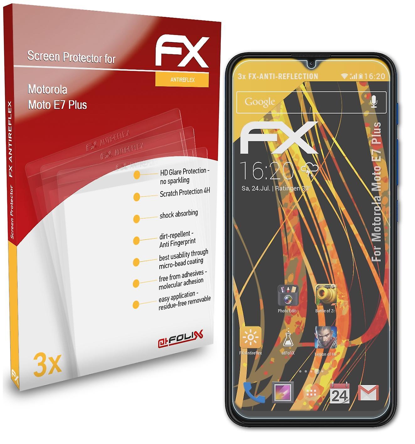 atFoliX 3x protective film compatible with Motorola Moto E7 Plus armored film matt &shockproof 05 FX ANTIREFLEX