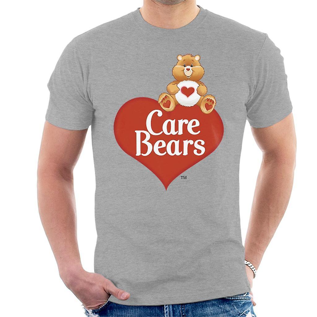 Care Bears Logo Tenderheart Bear Men's T-Shirt Heather Grey XX-Large