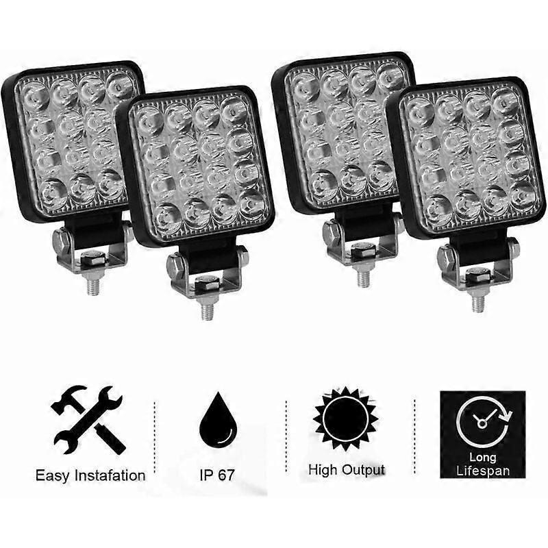 Rhafayre 4Pcs LED Work Light 3Inch 48W LED Work Light Spotlight Fog Lights for Car Truck UTV SUV Offroad Tractor Boat