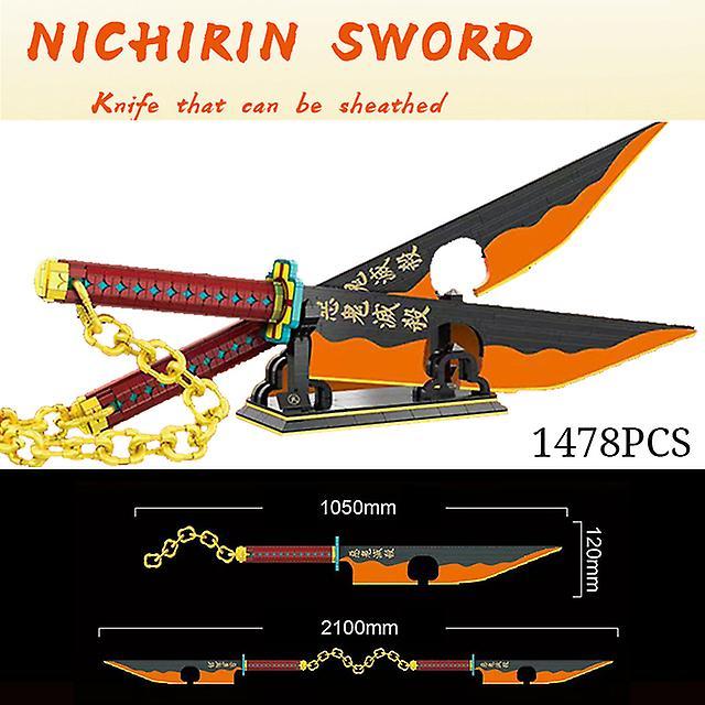 1478pcs Anime Demon Slayer Uzui Tengen Nichirin Sword Building Blocks Op Zoro Samurai Knife Weapon Bricks Toys For Children Gift - Blocks - 1507