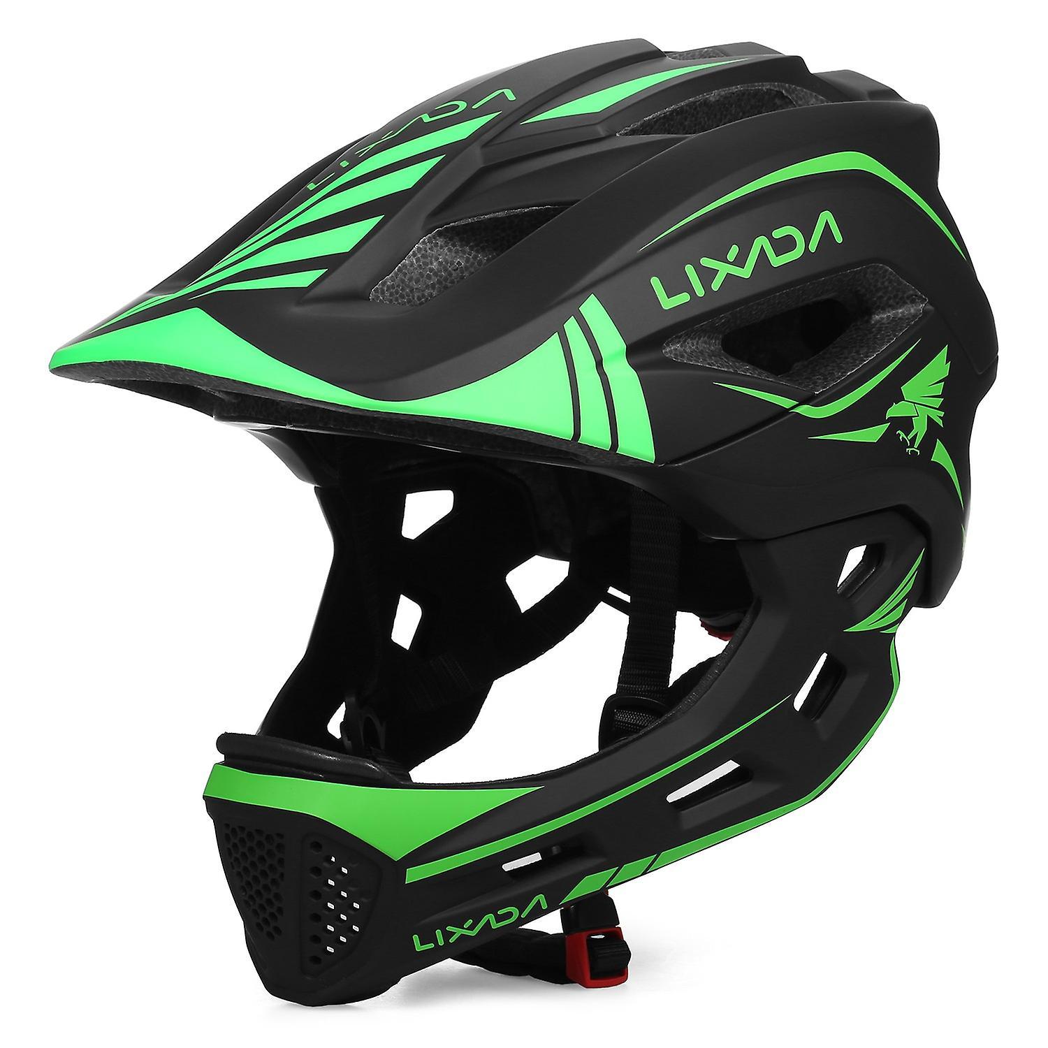 Lixada Kids Detachable Full Face Helmet Children Sports Safety Bike Helmet Protective Gear for Cycli black/green/blue Black-Green