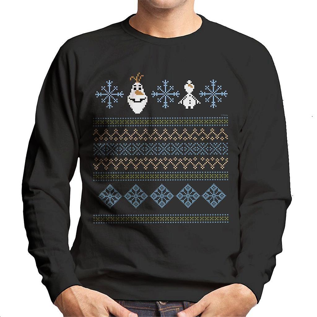 Disney Frozen Olaf Knitted Snowflake Design Men's Sweatshirt Black Medium