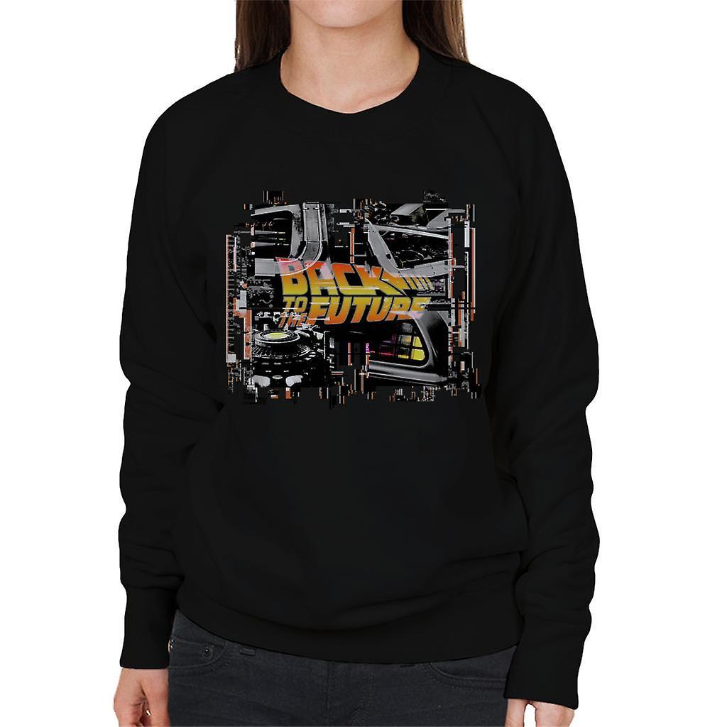 Back to the Future Delorean Montage Women's Sweatshirt Black Small