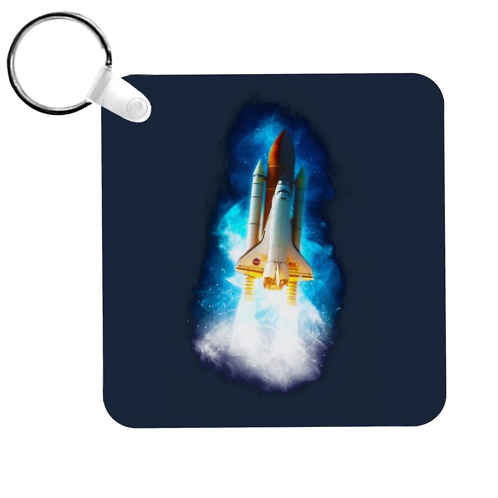 NASA Atlantis Launch Stellar Effect Keyring Navy Blue 5cm x 5cm