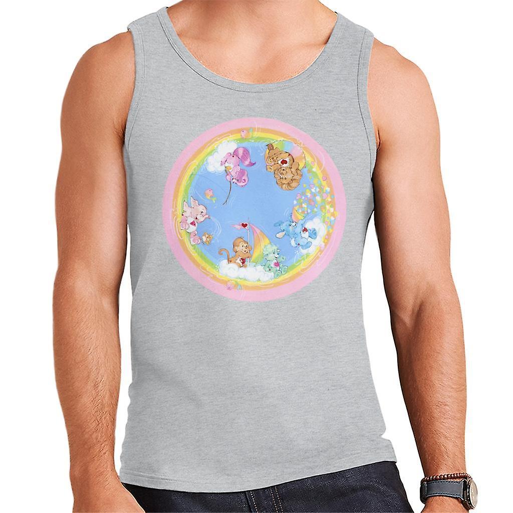 Care Bears Playful Heart Monkey Rainbow Cloud Boat Men's Vest Heather Grey XX-Large