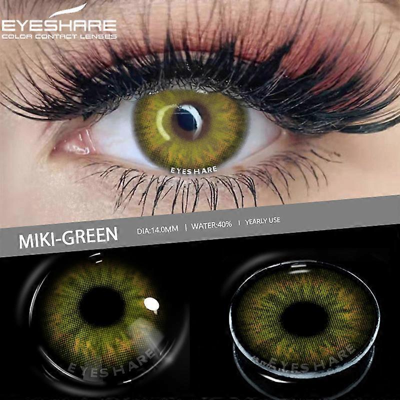 Redkid 1Pair Color Contact Lenses for Eyes Cosmetic Color Lenses Green Color Contact Lenses Yearly Color Lens Eyes Beauty Eyes MIKI-GREEN