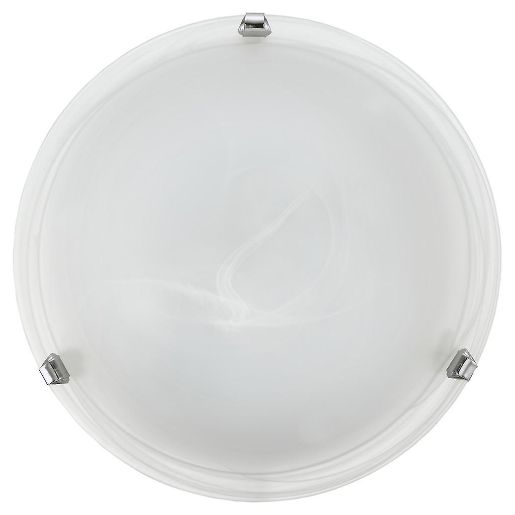 Eglo Lighting Salome 2 Light Large Traditional Flush Ceiling Light Chrome and Alabaster Glass, E27