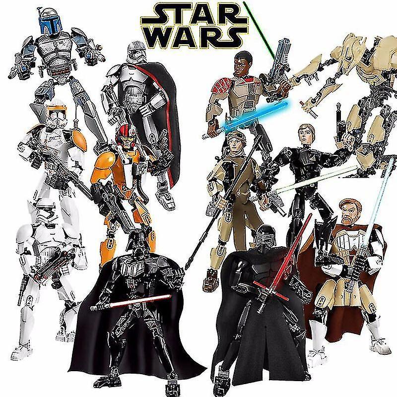 DUqi 24cm Toy Building Block Movie Star Wars Brick Action Figurine Manual Joint Movable Children Assembly Large Doll Model Kids KSZ 320