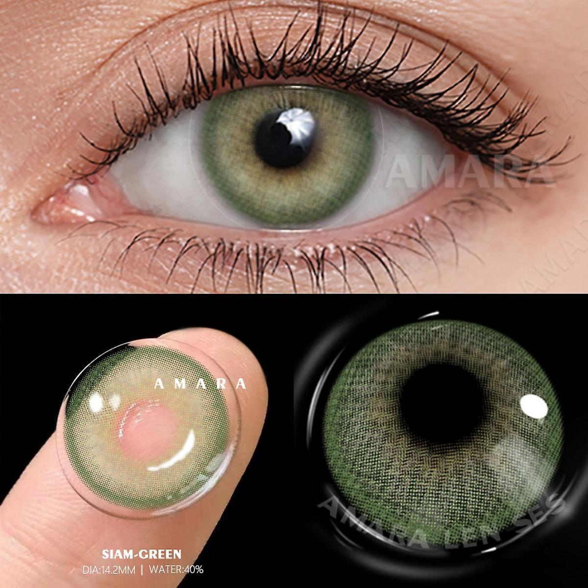 Visgaler Natural Green Color Contact Lenses For Eyes Soft Colored Lenses Green Contact Lens Beauty Makeup Beautiful Pupil Contacts SIAM-GREEN