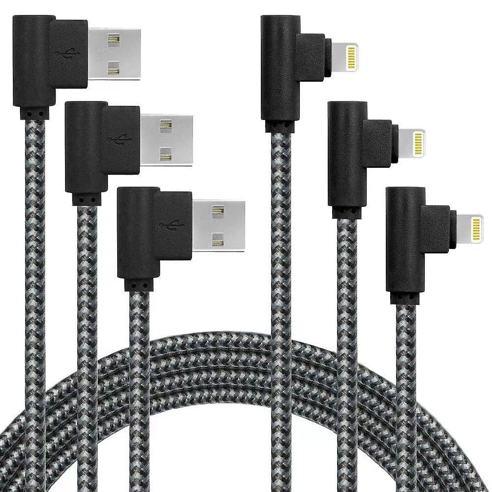 Linkrunning iPhone Charger Cable 3Pack -10FT/2.8M 90 Degree Charging Cable Extra Long Nylon Braided- Compatible with iPhone 14 13 12 11  iPad AirPods