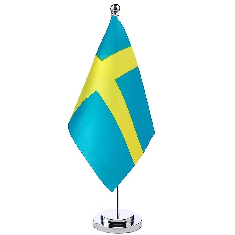 Scitoo 14x21cm Office Desk Small Sweden Country Banner Meeting Room Boardroom Table Standing Pole The Swedish National Flag