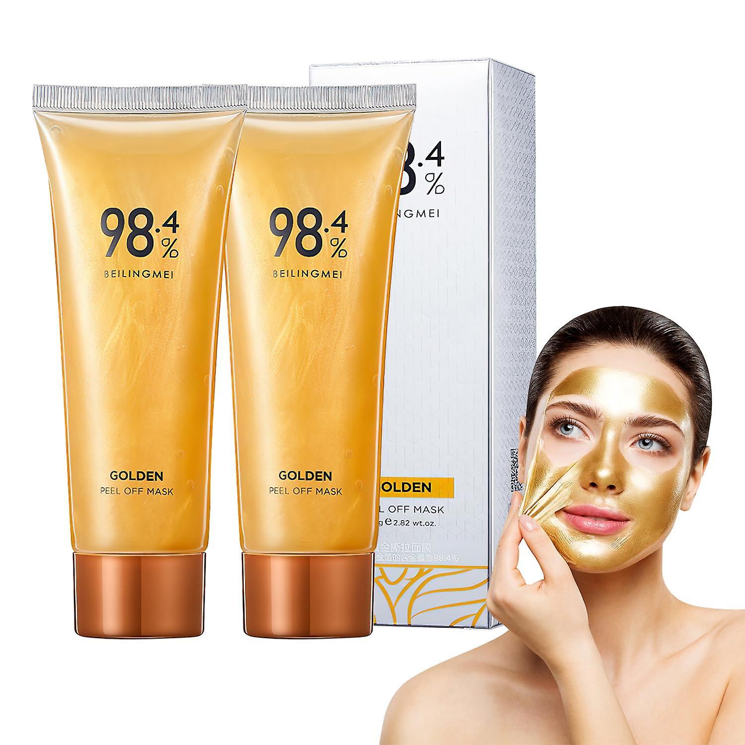 Lelinker Gold Foil Peel-Off Mask,Peel-Off Anti-Wrinkle Face Mask, 98.4% Gold Face Mask, Gold Anti-Aging Face Mask for Deeply Cleans Moisturizing 1 Pcs