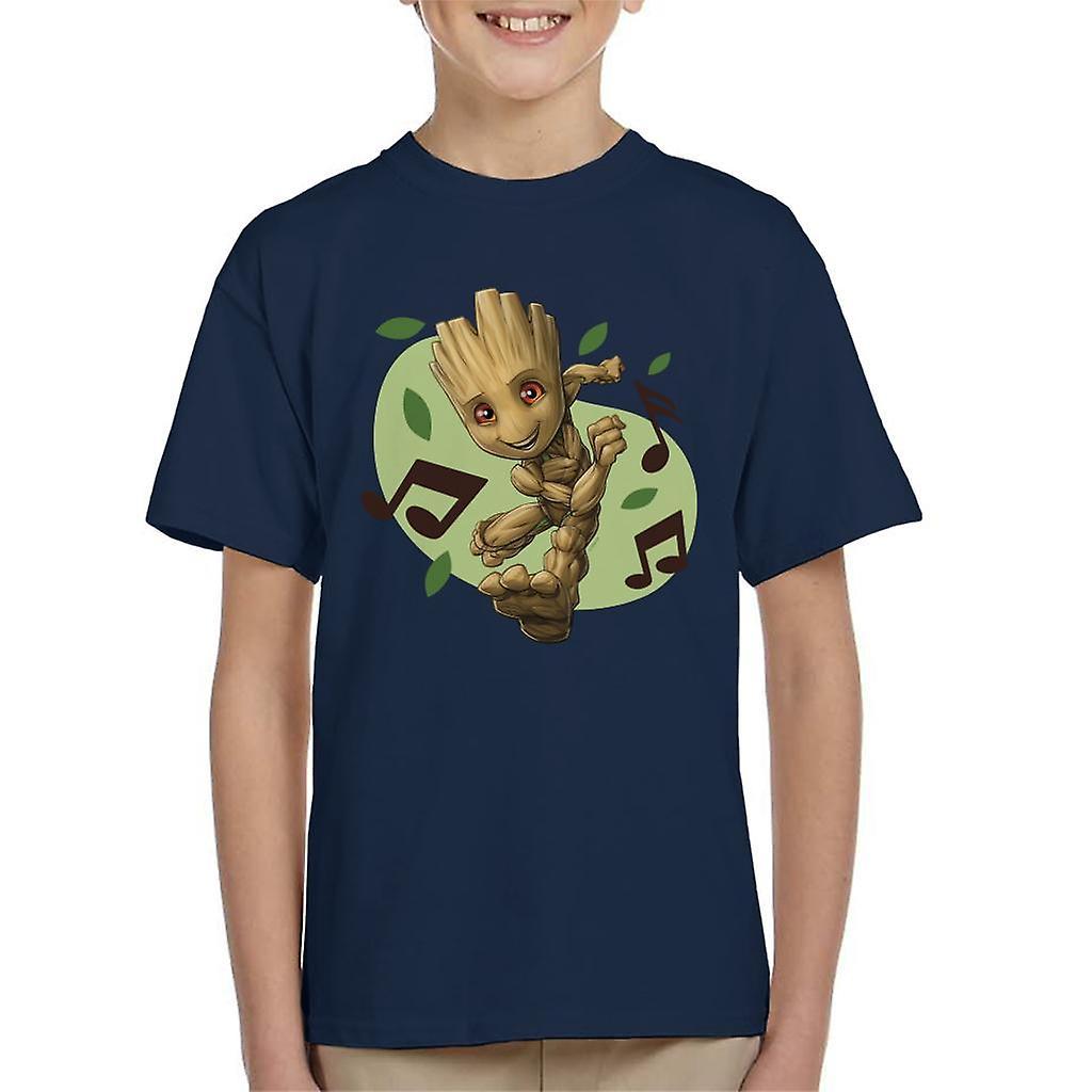 Marvel Guardians Of The Galaxy Groot Musical Clefs Kid's T-Shirt Navy Blue Large (9-11 yrs)