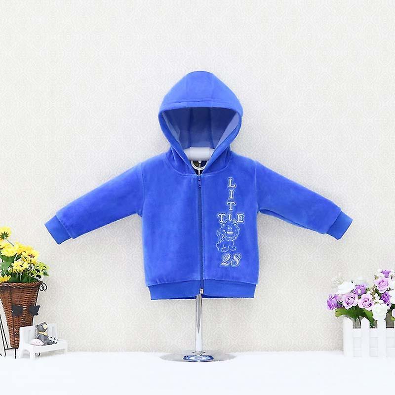 Slowmoose Baby, Long Sleeve Hooded Coat With Embroidery Blue 12M