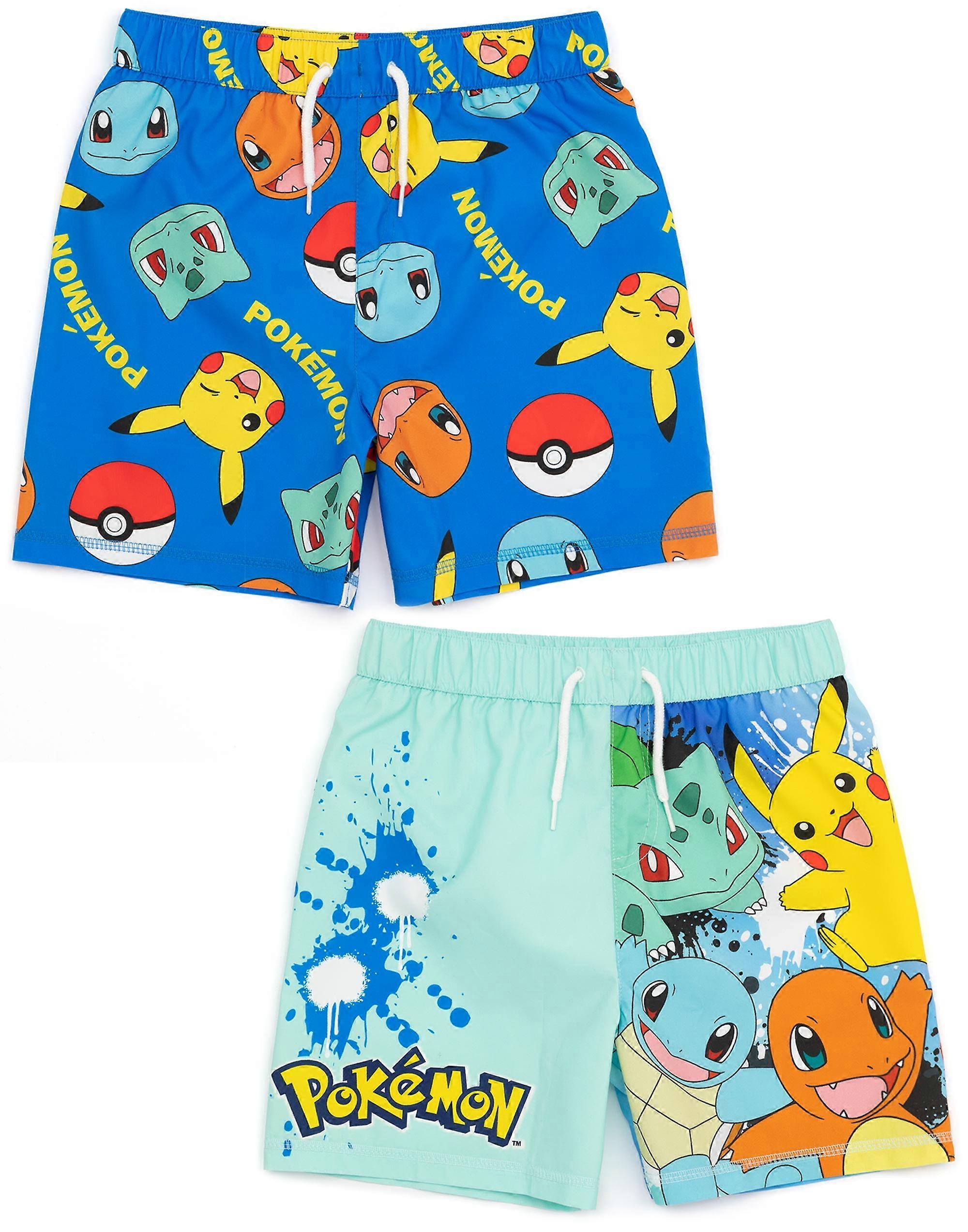 Vanilla Underground Pokemon Boys Multi-Pack of 2 Swim Shorts Blue Characters 9-10 Years