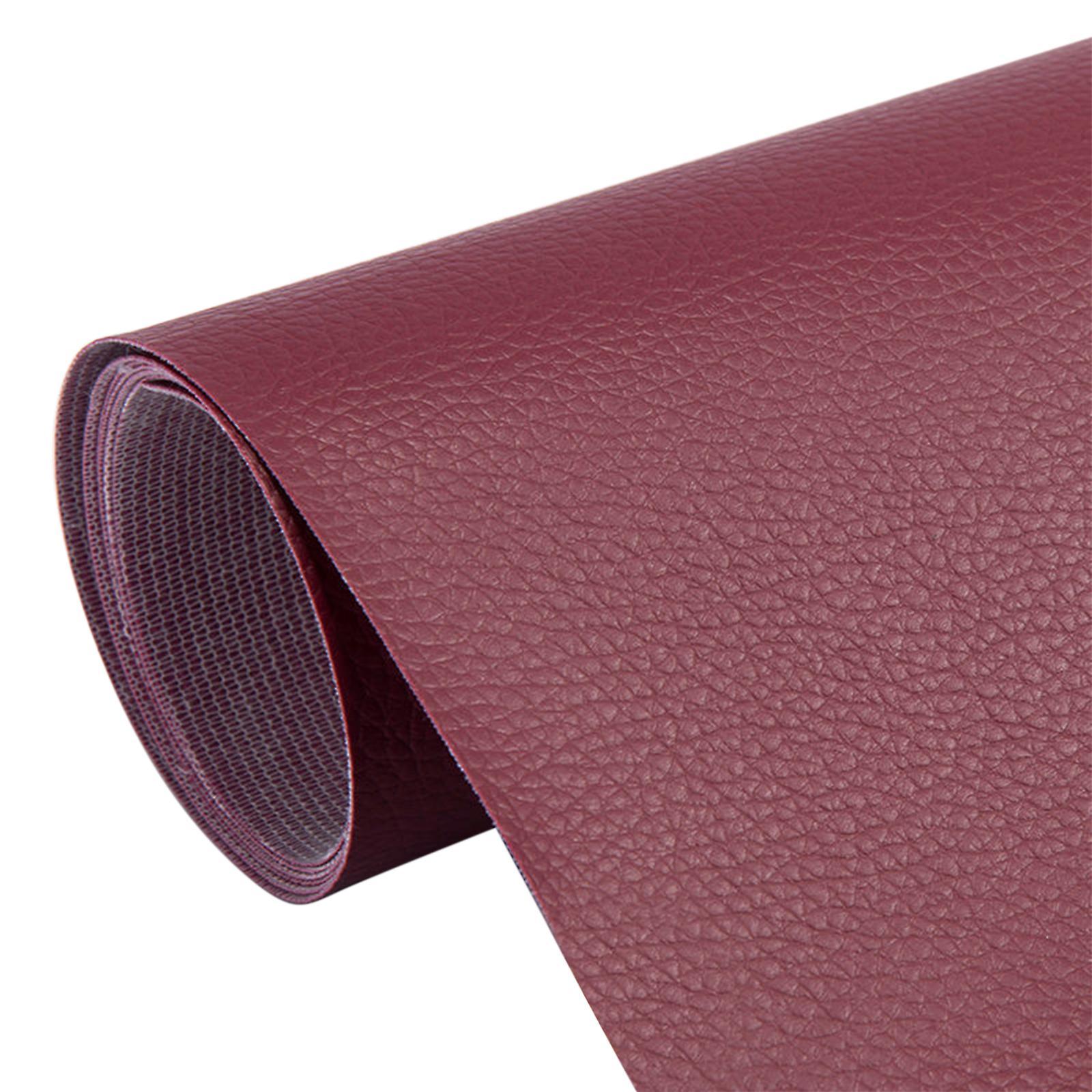 Xbedy Wine Red 35 * 137Cm Self-Adhesive Leather Patch For Sofa Repair, Leather Seat Patch, Adhesive Back Leather Fabric