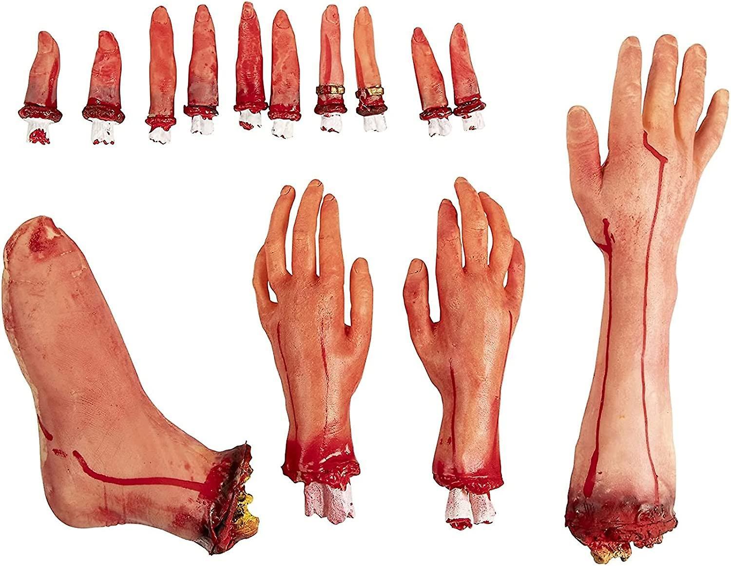 Youte 14 Pieces Fake Body Parts For Scary Halloween Decorations, Haunted House, Crime Scene Props