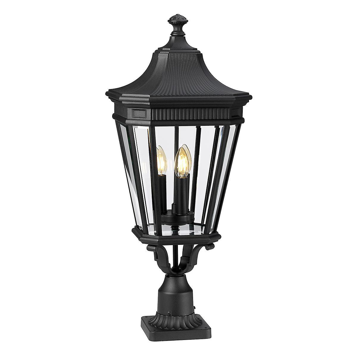 Cotswold Lane 3 Light Large Outdoor Pedestal Light Black IP44 E14