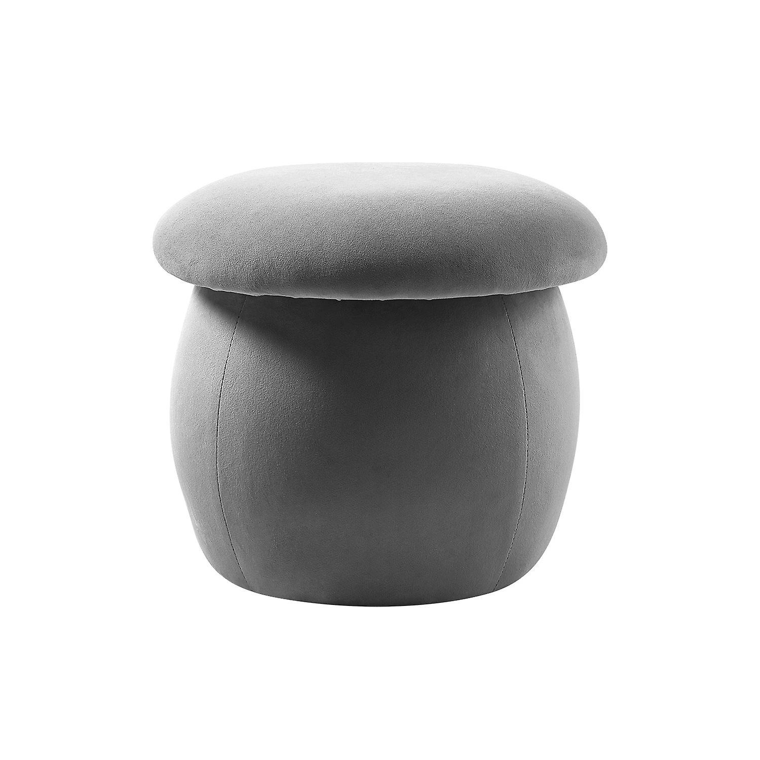 Living And Home Ottoman Footstool Cute Mushroom-Shaped Velvet Pouf Ottoman Grey