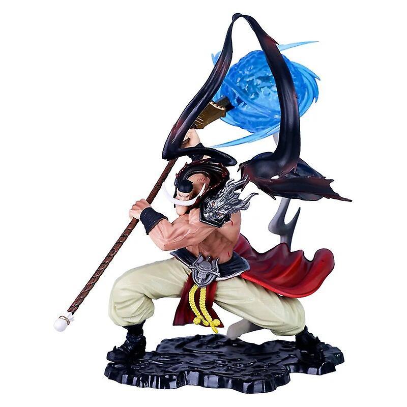 Jiechannel 29cm One Piece Anime Figure White Beard Action Figures With Light Whitebeard Statue Figurine Collect Model Toys Decoration Gift B With  box