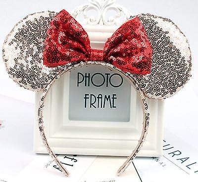 Slowmoose 3d, Full Sequined, Minnie Mouse Ears-bow Headband Red