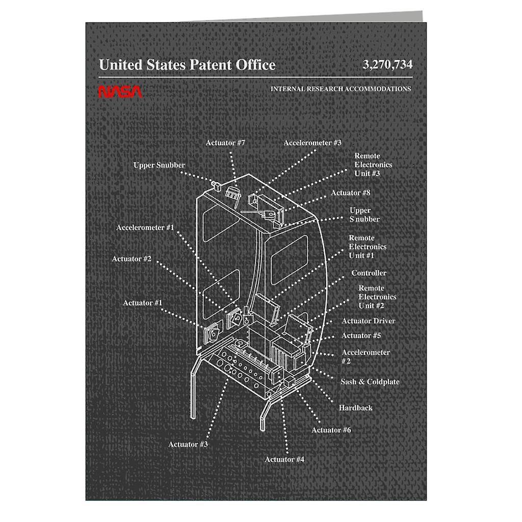 NASA Internal Research Accommodations Blueprint Greeting Card Charcoal 14.5 x 21cm