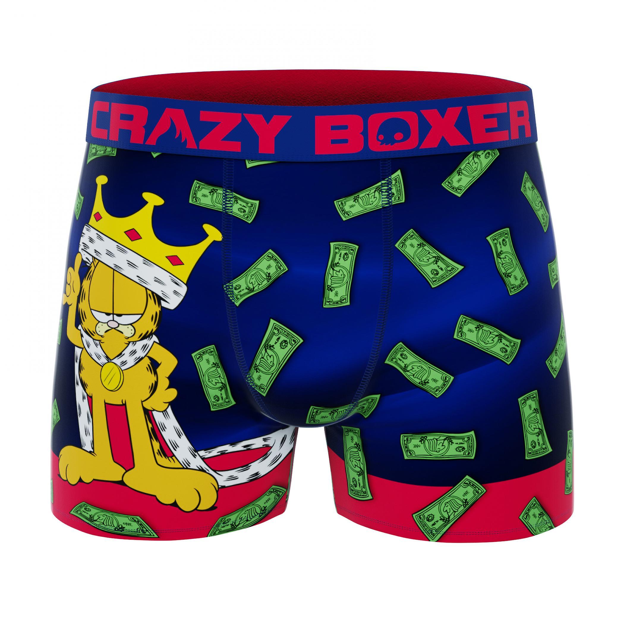 Cartoons Crazy Boxer Garfield King Men's Boxer Briefs Blue XLarge (40-42)