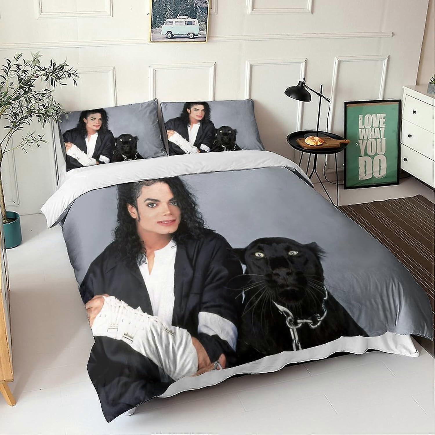 Kerota Michael Jackson Pieces Bedding Set Dancer Musician D Duvet Cover Piece Set Bedding(Duvet Cover Pillowcases Double200x200cm